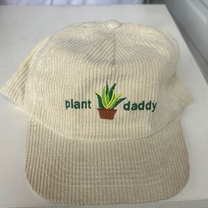 Cream Corduroy Plant Daddy Cap with Plant Embroidery